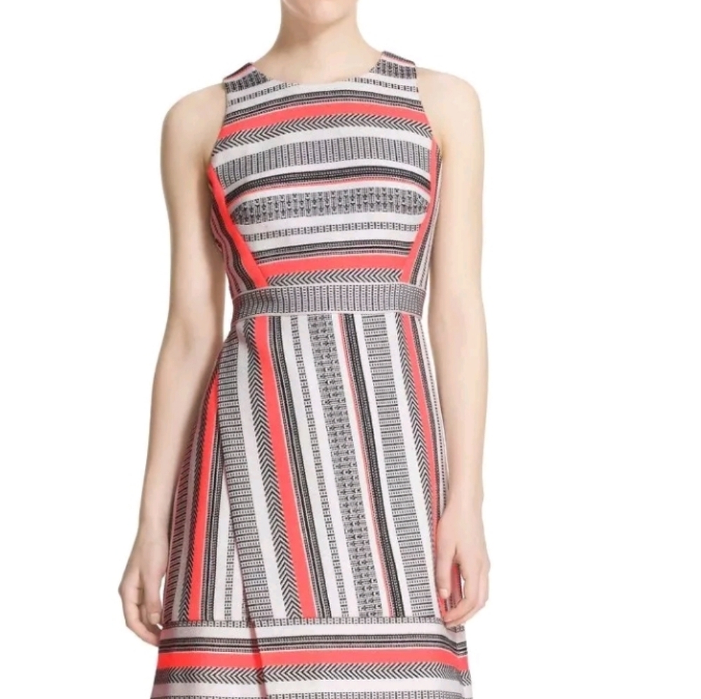 Kate Spade‎ Dress 0 Jacquard Ribbon Gold Zip Shift Colorful Retro Designer New